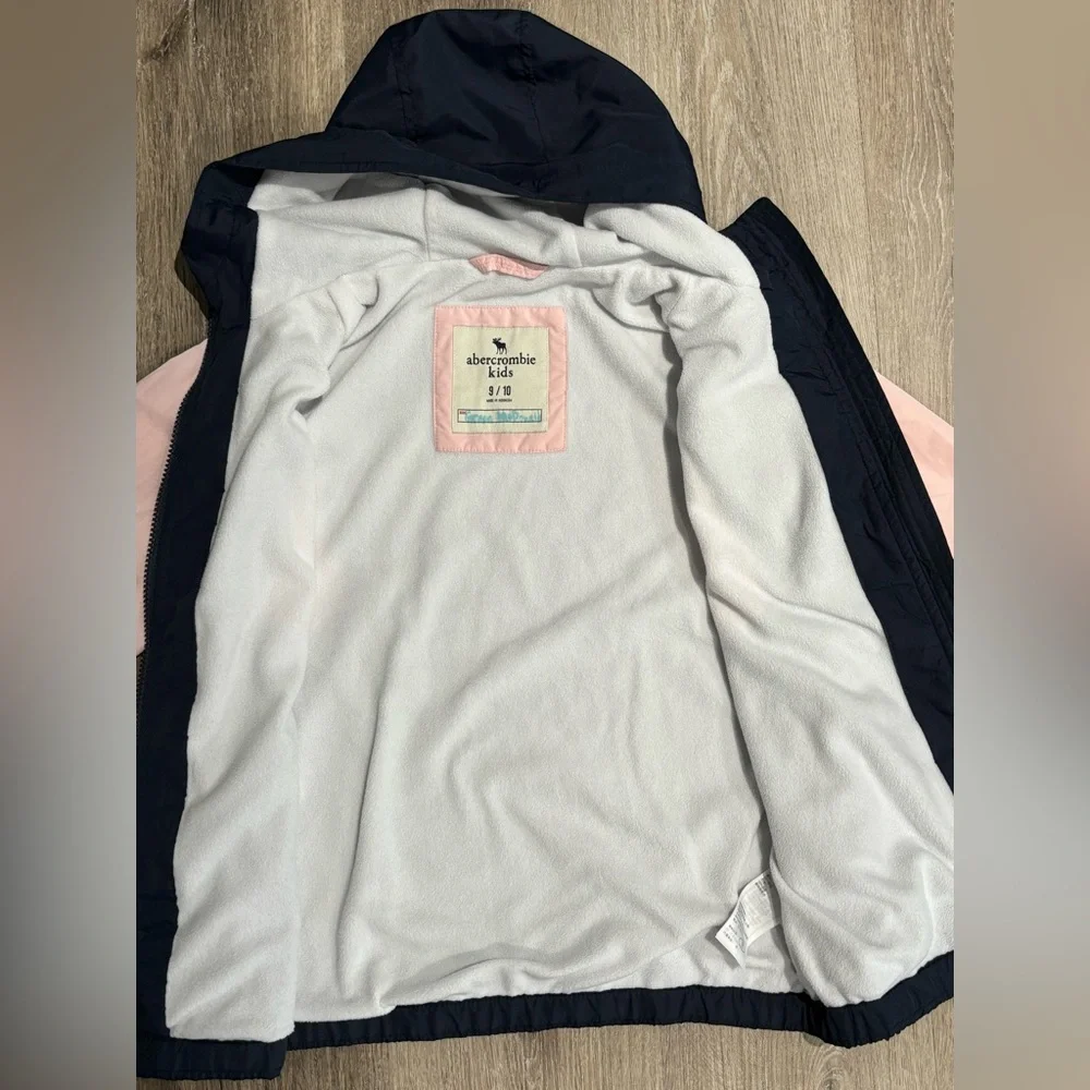Abercrombie & Fitch Girls Size 9 10 Lined Windbreaker Jacket Blue Pink - Picture 9 of 14